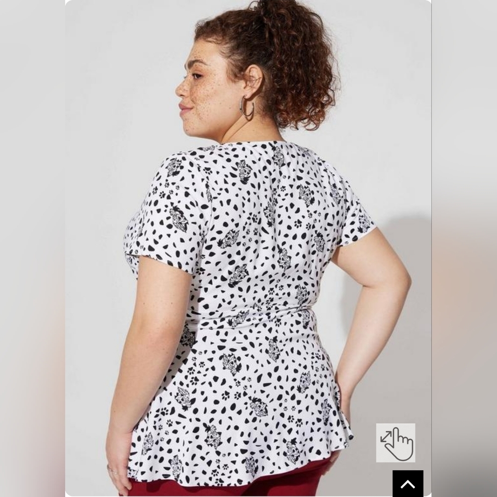 Disney Villains Cruella Peplum Stretch Challis Blouse - Picture 3 of 8